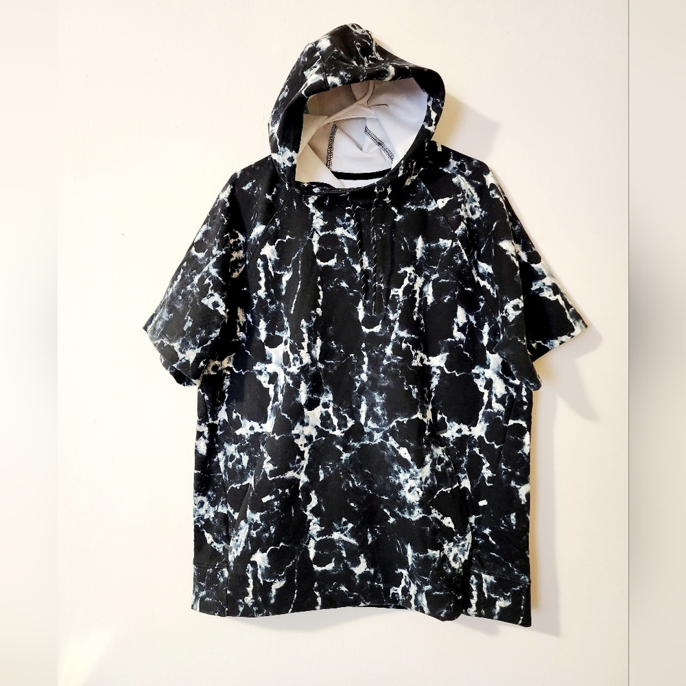 Old Navy Marble Print Short Sleeve Hoodie T-Shirt Oversized Streetwear Unisex